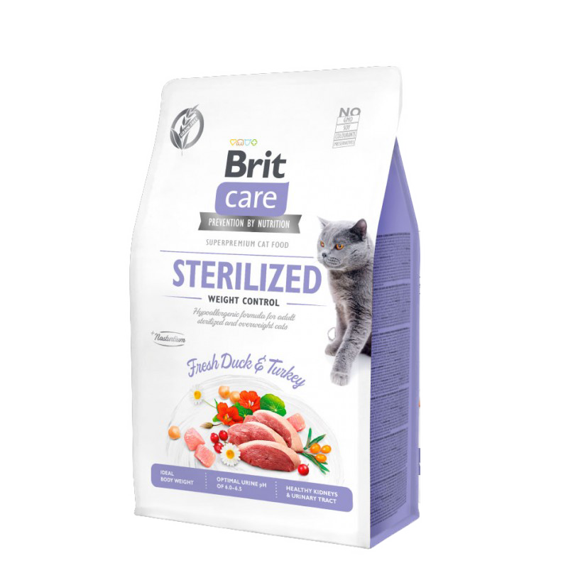 BRIT CARE WEIGHT CONTROL CAT Bolsa de 2kg de Brit Care Sterilized Weight Control Alimento para Gatos Esterilizados Control de Peso.