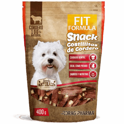 Bolsa de 400g de Fit Formula Snacks Costillitas de Cordero para Perros.