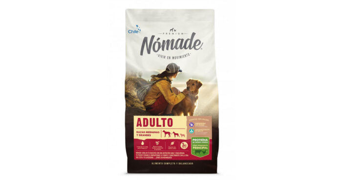 Bolsa de 3kg de Nomade Adulto Raza Mediana y Grande Alimento para Perros, mostrando el diseño del empaque.