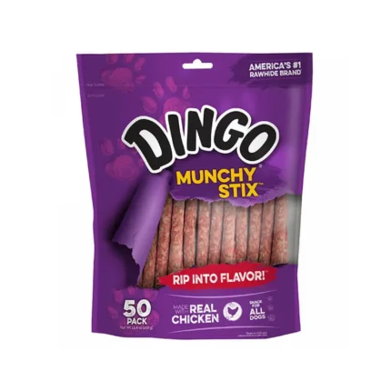 Paquete de Dingo Munchy Stick 50 Pack con los premios visibles.