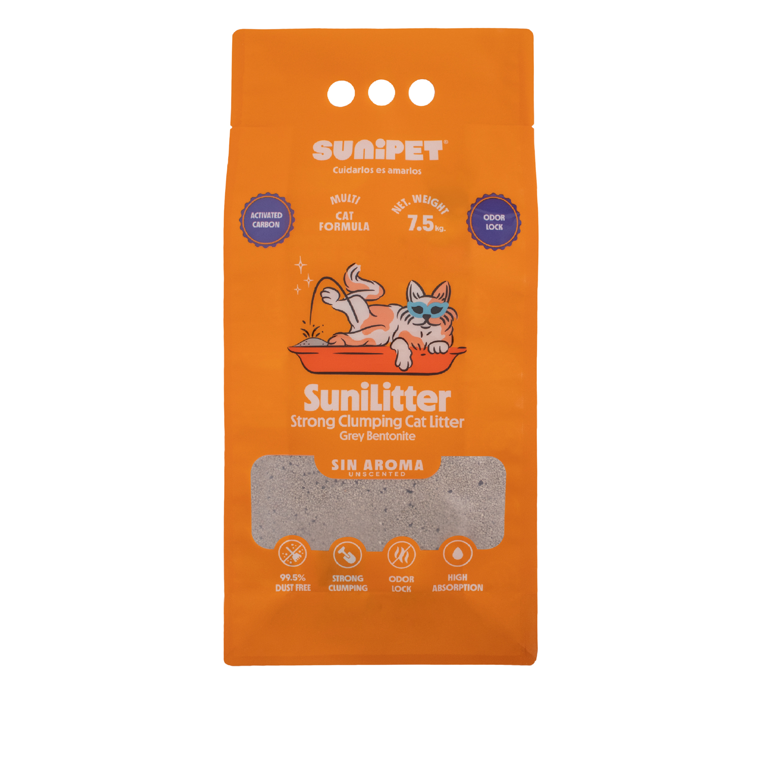 SuniLitter┬« SuniLitter┬« 7.5Kg Arena Carbo╠ün Activado Sin Aroma (3) Bolsa de SuniLitter Sin Aroma Arena para Gatos – 7.5 kg.