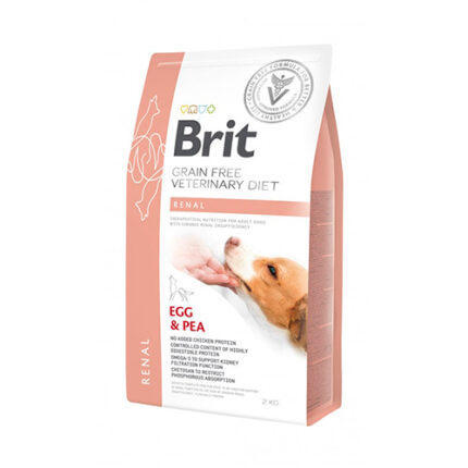 Bolsa Brit Veterinary Diet Renal Canino – 2 kg vista frontal.