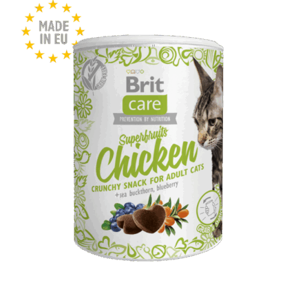 Empaque de Brit Care Cat Snack Superfruits Chicken – 100 g.